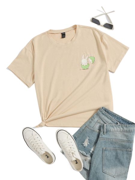 

cartoon graphic round neck tee t8wa#, White