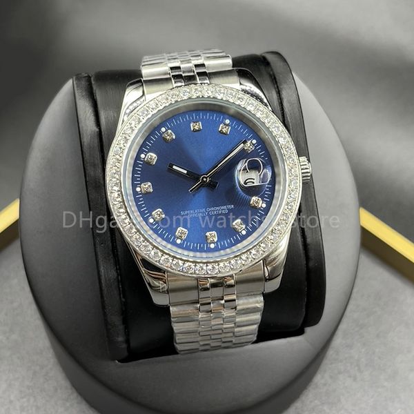 

watchsc - 41mm 36mm automatic mechanical mens watches bezel stainless steel diamond 31mm 28mm lady watches waterproof luminous wristwatches, Slivery;brown