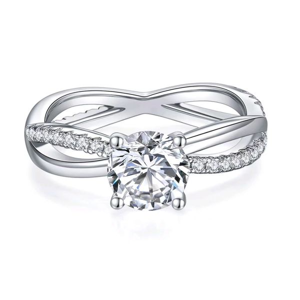Designer de vendas a quente moissanite j￳ias anel de casamento an￩is de moda para mulheres 1 quilates ou 2 quilates