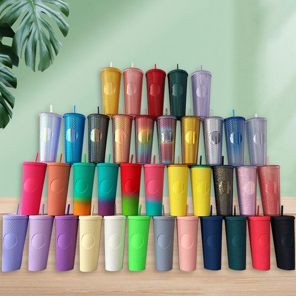 

2022 tumblers mugs double blue durian laser straw cup 710ml mermaid plastic cold water coffee cups gift reusable clear drinking