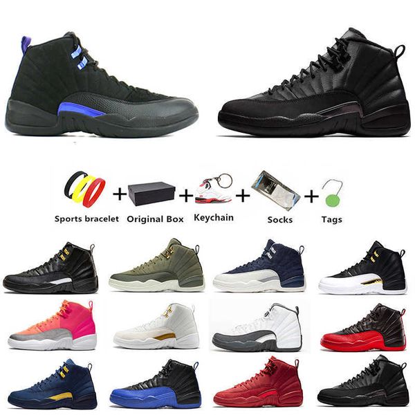 

twist jumpman 12s women mens basketball shoes winterized wings university gold 12 men trainer sports sneakers gamma blue gym red dark grey, Black