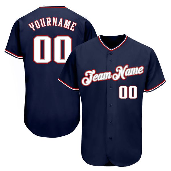 

custom navy white-red 67686 authentic baseball jersey, Blue;black