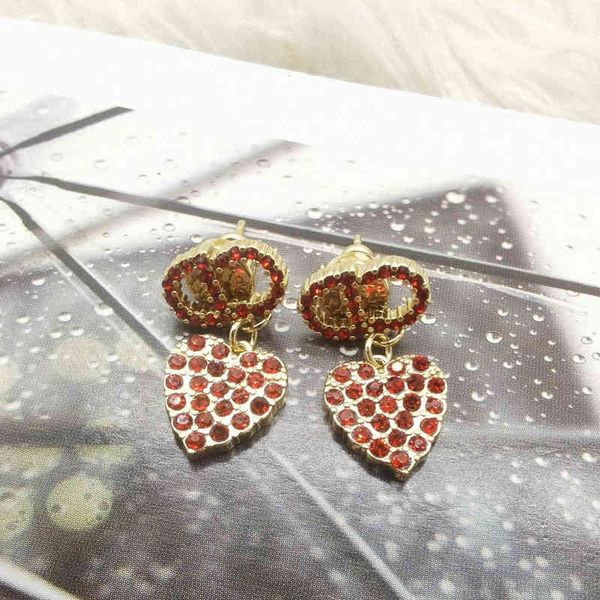 

new fashion trend jewelry luxury quality designer wholesale d family light small letter love inlaid simple earrings for women, Silver