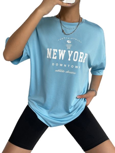 

basketball & letter graphic drop shoulder tee r9kn#, White