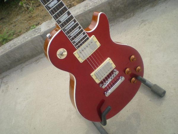 

electric guitar lp mahogany fingerboard rosewood building over frets color red