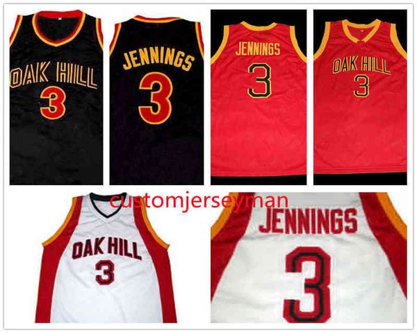 

brandon jennings oak hill academy basketball jersey white red black mens stitched custom made size s-5xl vest shirt