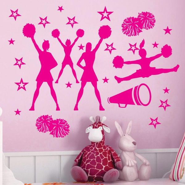 Adesivi murali Cheering Squad Stars Decor Cheerleaders Murale Decal Art Cut Home Sticker KW-264Adesivi muraliParete