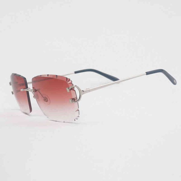 

diamond cutting rimless sunglasses men oversize wire eyewear women for summer clear glasses metal frame oculos gafas, White;black