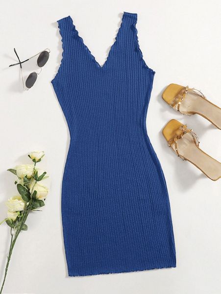 

lettuce trim rib-knit bodycon dress r5bf#, Black;gray