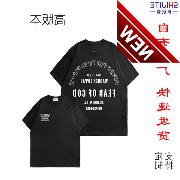 

fog xiaozhongchao brand essentials double line high street versatile american loose men's and women's couple black short sleeved t, White;black