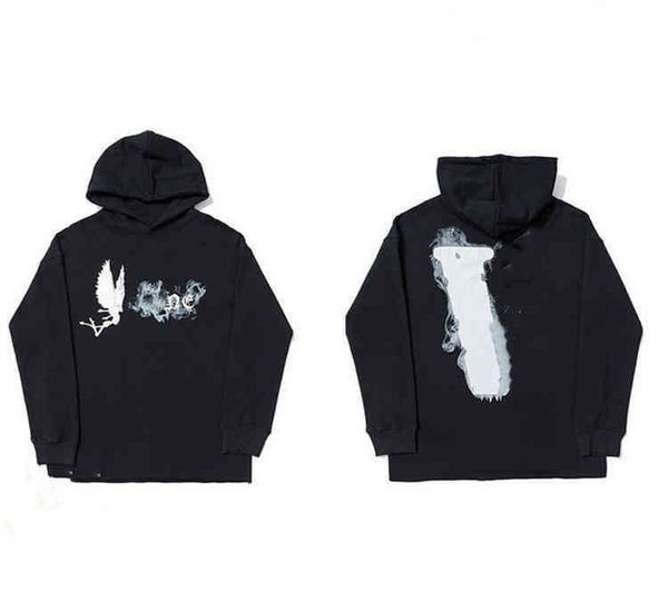 

designer clothes fashion v hoodies men's hoodie loose women's sweater popular embroidery oil painting arrow print long sleeve, Black