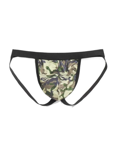 

men random camo print jockstrap i5hn#, Black;brown