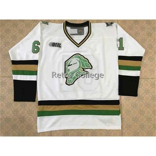 

c26 nik1 #61 john tavares london knights white green hockey jersey embroidery stitched customize any number and name jerseys, Black