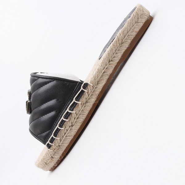 

flax tatami slippers no slip indoor outdoor slippers open toe for women, Black