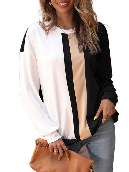 

colorblock drop shoulder sweatshirt s06g#, Black