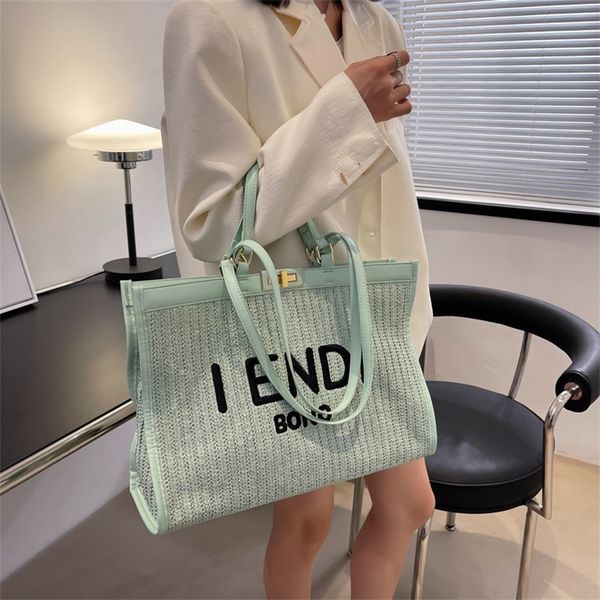 

62% off 2022 new designer bags straw women's trend beach shoulder fashion simple tote