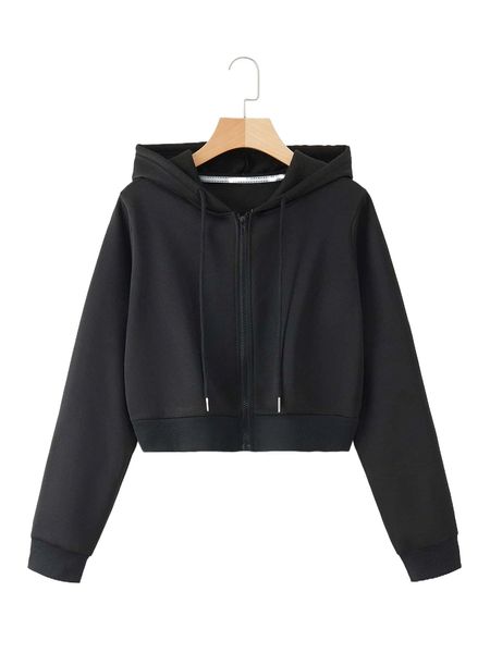 

zipper drawstring thermal hoodie l5if#, Black