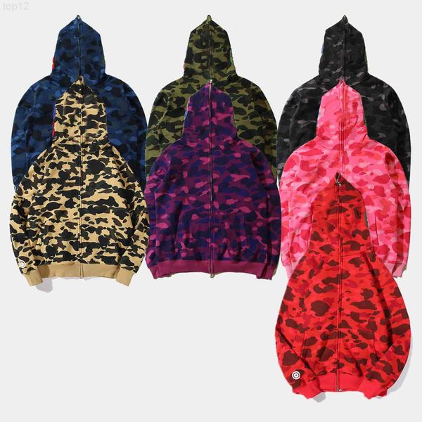 

hoodie designer fashion shark coat luminous cardigan men's women's hip hop fashion brand black and white color camouflage loose