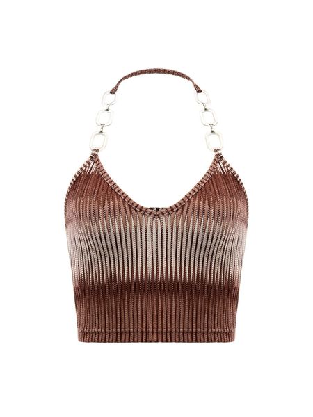 

allover print chain linked halter s9km#, White