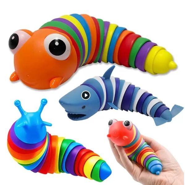 2022 neue 3D Fidget Slug Gelenk Flexible Wurm Zappeln Spielzeug Alle Altersgruppen Relief Anti-Angst Sensorischen Spielzeug Für kinder B0714
