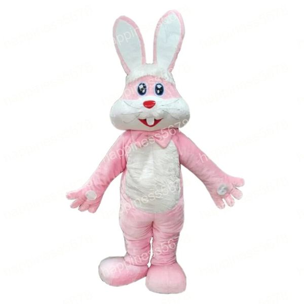 Simulation Rosa Kaninchen Maskottchen Kostüme Hochwertige Cartoon Bunny Charakter Outfit Anzug Halloween Erwachsene Größe Geburtstag Party Outdoor Festival Kleid