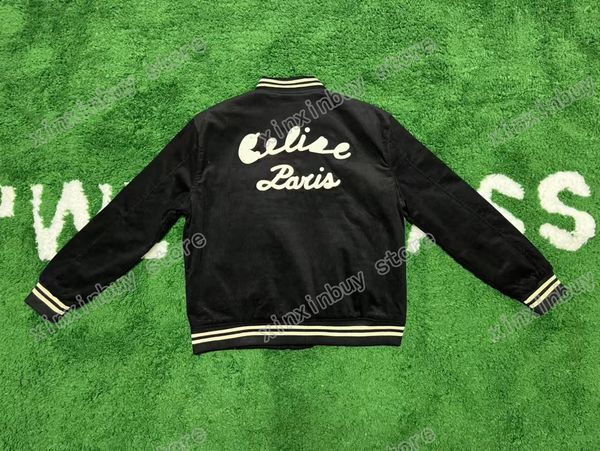 

new designers corduroy baseball jackets men women letter embroidery lapel neck streetwear white gray black xs, Black;brown
