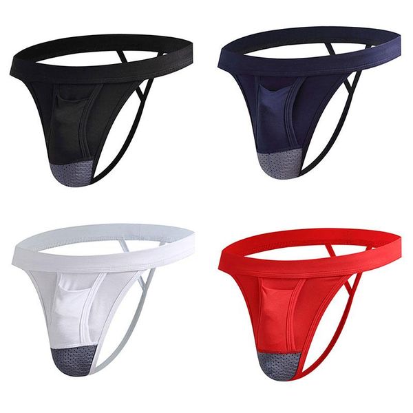 

underpants 4pcs/lot underwear mens men briefs t style low waist summer breathable silk men's male intimo uomo sexy, Black;white