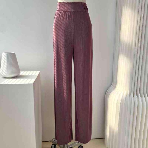 

women's pants capris foreign trade original single lazy wind elastic rubber band hanging feeling high waist loose thin wide leg pants s, Black;white