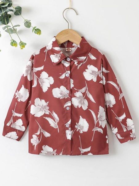 

toddler girls floral print button front blouse she, White;black