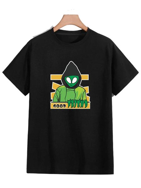 

romwe guys alien & letter graphic tee 91ch#, White;black
