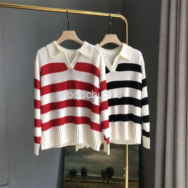 

women's knits & tees [shenzhen nanyou]knitwear women's early spring loose temperament moc thin striped top, White