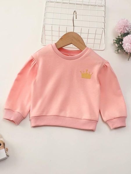 

baby crown embroidery pullover she, Black