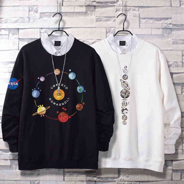 

hoodies sweatshirts designer hoodie nasa co round neck sweater men's spring and autumn thin style student youth fashion loose long slee, Black
