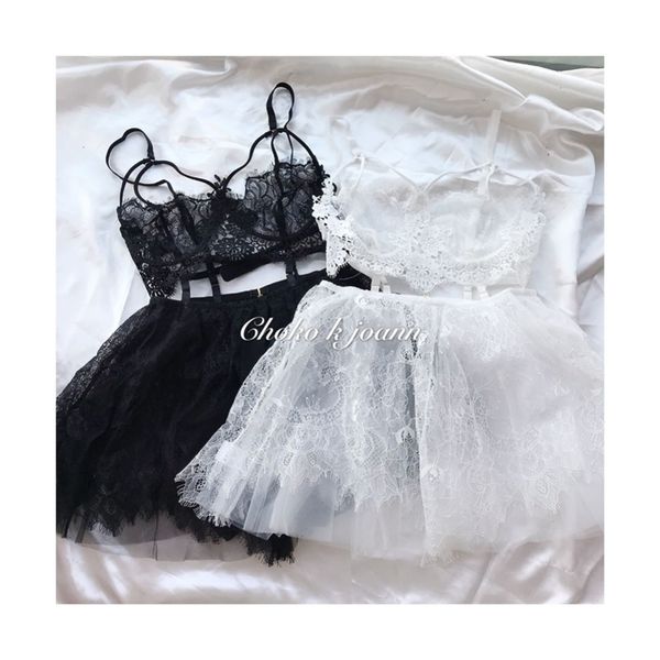 

sleep wear sling lace nightdress vneck lingerie mini dress night gown nightgown young girl see through deep v y200425, Black;red