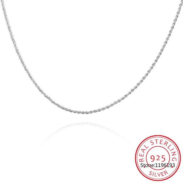 Ketten 16-24 Zoll Schöne Mode Elegante 925 Sterling Silber Frauen Männer 2 MM Kette Niedliche Seil Halskette Kann für PendantChains