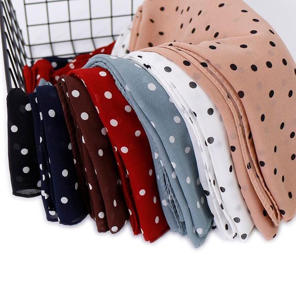 

scarves fashion polka dot bubble chiffon hijabs scarf printed shawls muslim head wraps headband turbans mufflers 1pc retailscarves, Blue;gray