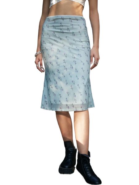 

romwe ditsy floral skirt r7wm#, Black