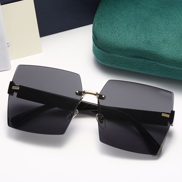 

luxury designer sunglasses fashion beach driving sunglass frameless rectangle discoloration shades for women and men pilot trend pchromic gl, White;black