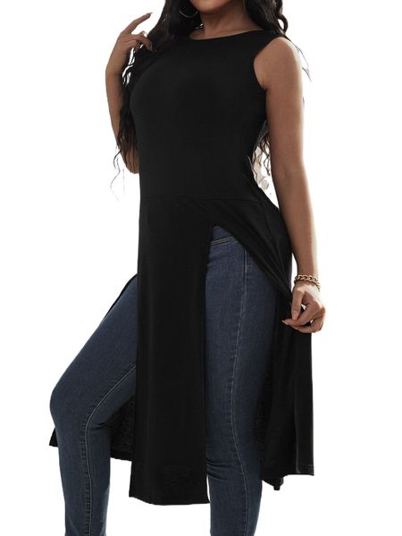 

sxy solid slit hem tank h3fy#, White