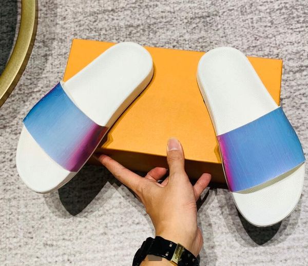 

the latest summer men design women flip flops slipper fashion leather slides sandals ladies casual more color shoes, Black