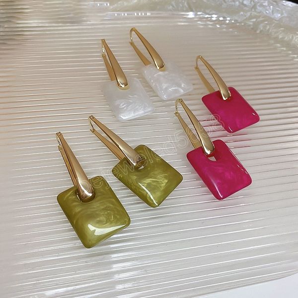 

fashion jewelry geometric dangle earrings white pink green acrylic drop earrings for women accessories, Silver