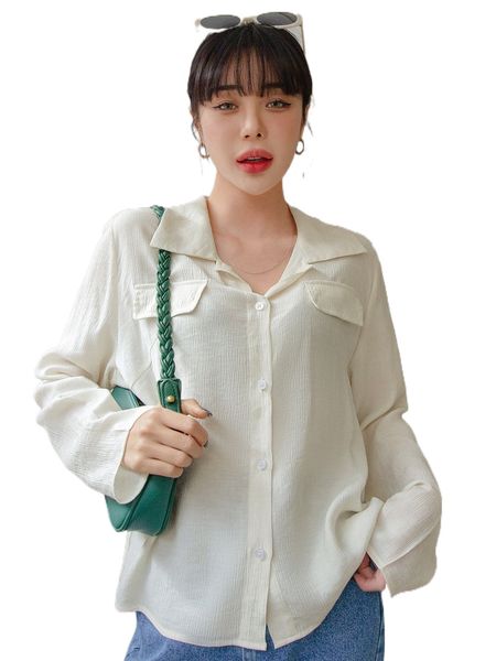 

dazy solid flap detail blouse 24jz#, White