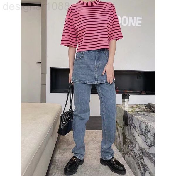 

women's jeans designer spring and summer new products niche design fashion brand 2-piece skirt jeans f5mz, Blue