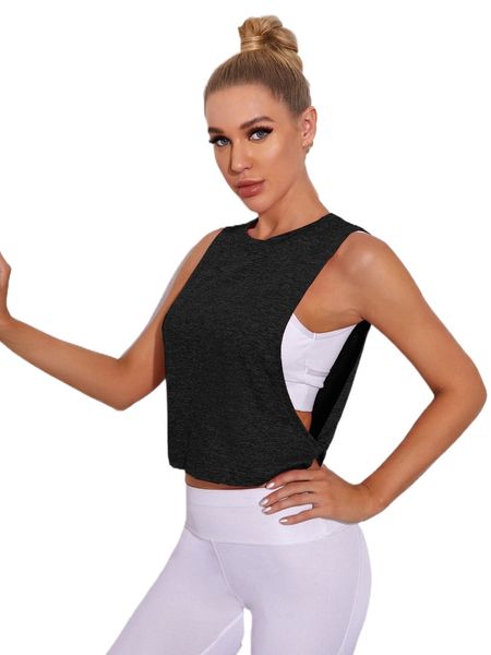 

twist side armhole sports tank p64z#, Gray