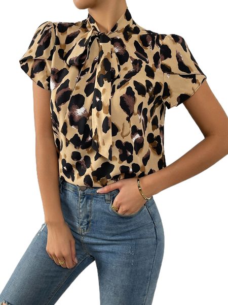 

tie neck allover print blouse y3rm#, White