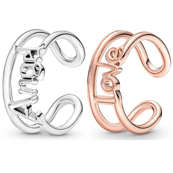 

authentic 925 sterling silver ring me angel love open ring luxury for women 2022 girls fit pandora fashion jewelry 2022 new mother's da