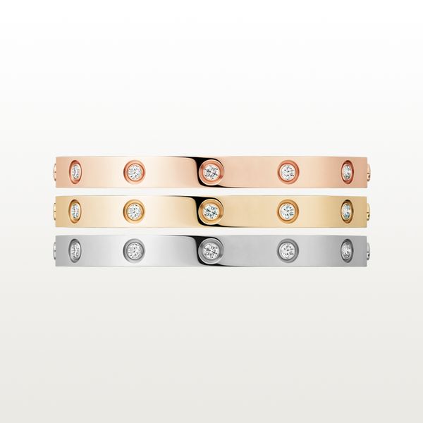 Bracciale classico Bracciale a vite per uomo Donna Taglia 16-21 Accessori Lega di acciaio al titanio Oro rosa Argento 10 diamanti Gioielli di lusso Uomo Donna Bracciali firmati