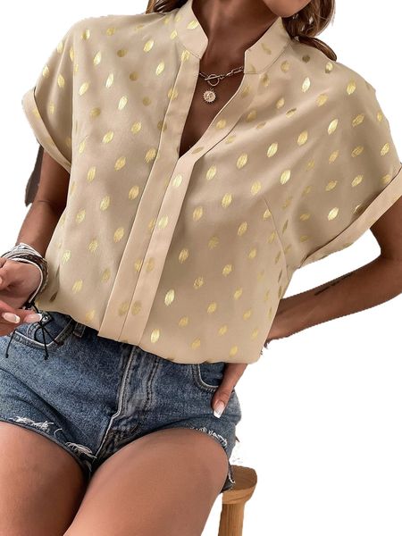 

golden dot print dolman sleeve blouse n4ex#, White