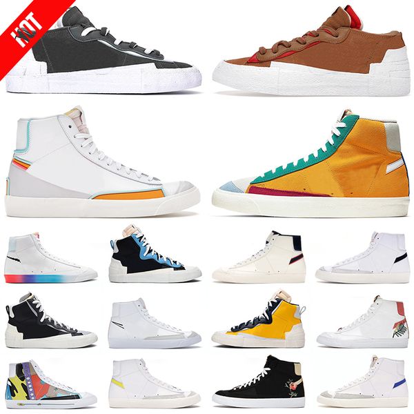 

boots men women casual shoes blazer mid 77 vintage classic green have a good game iron grey multi color platform mens trainers sports sneake, Black