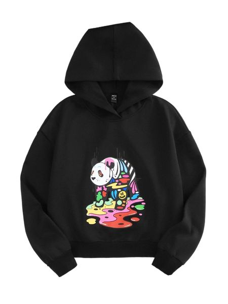 

x sarah wearer cartoon graphic drop shoulder hoodie e1pi#, Black
